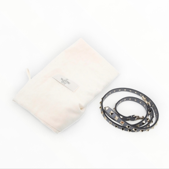 Valentino Garavani Floral Rockstud Crossbody 2way Tote Bag Gray Cream Leather - Picture 7 of 10